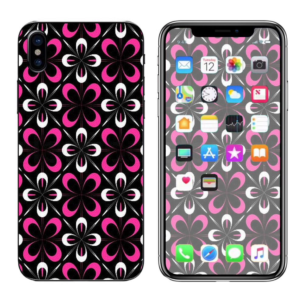  Abstract Pink Black Pattern Apple iPhone X Skin