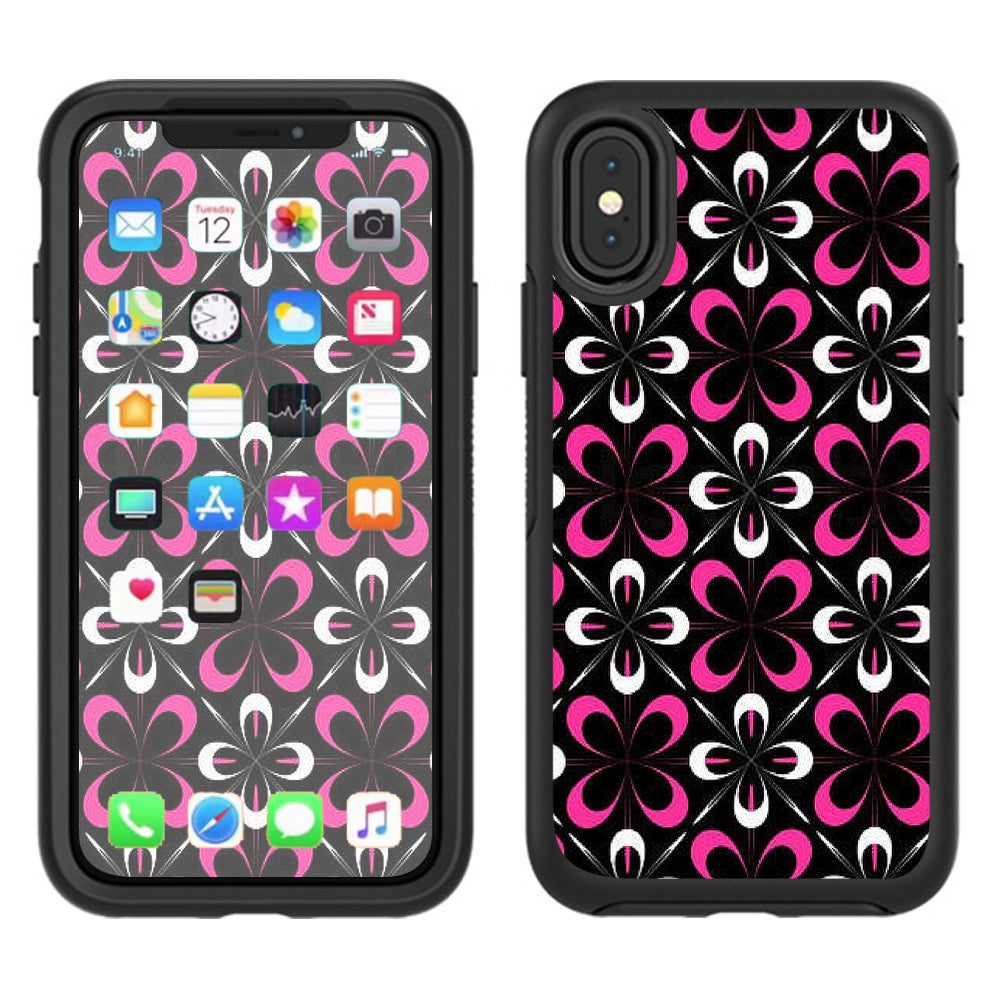  Abstract Pink Black Pattern Otterbox Defender Apple iPhone X Skin