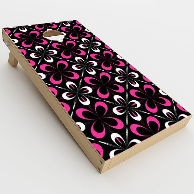  Abstract Pink Black Pattern Cornhole Game Boards  Skin