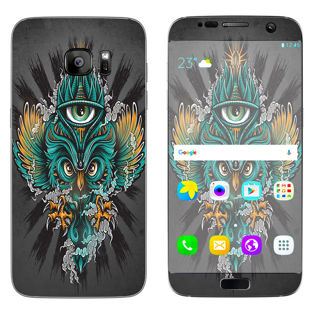  Owl Eye Tattoo Art Samsung Galaxy S7 Edge Skin