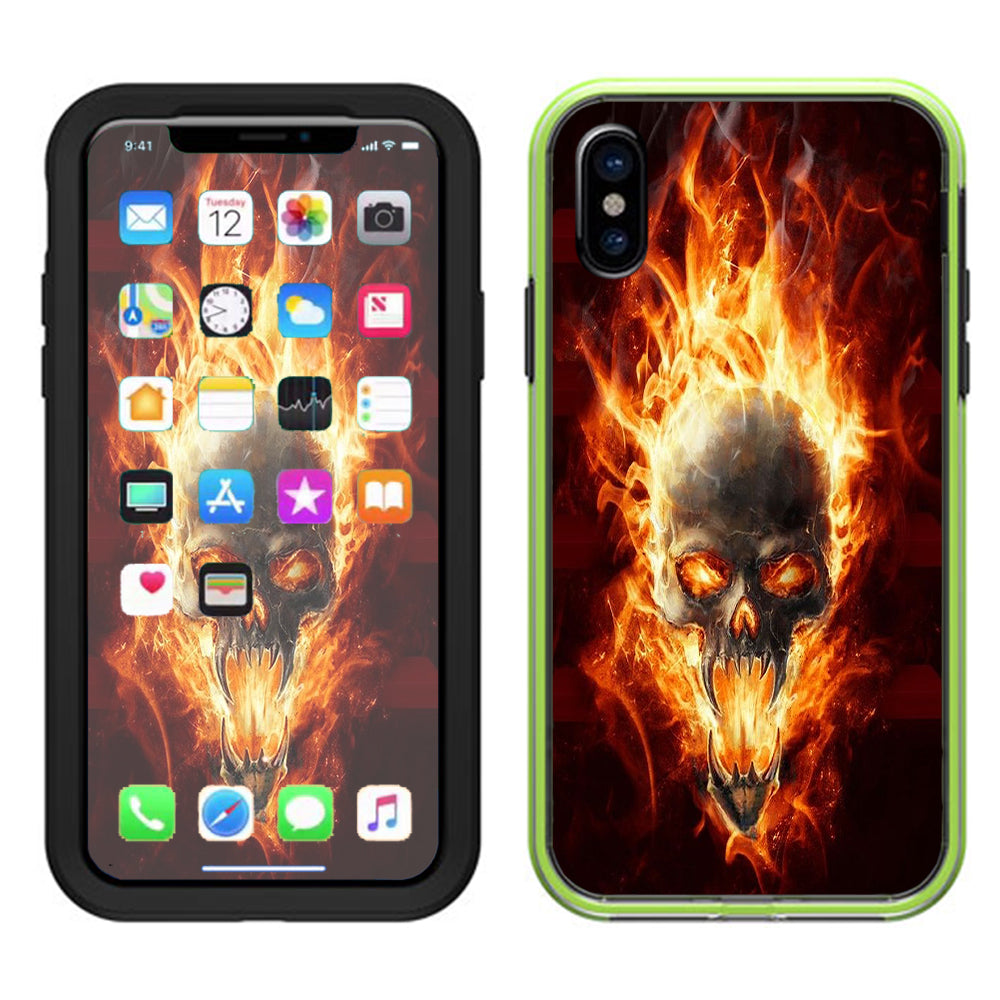  Fire Skull In Flames Lifeproof Slam Case iPhone X Skin
