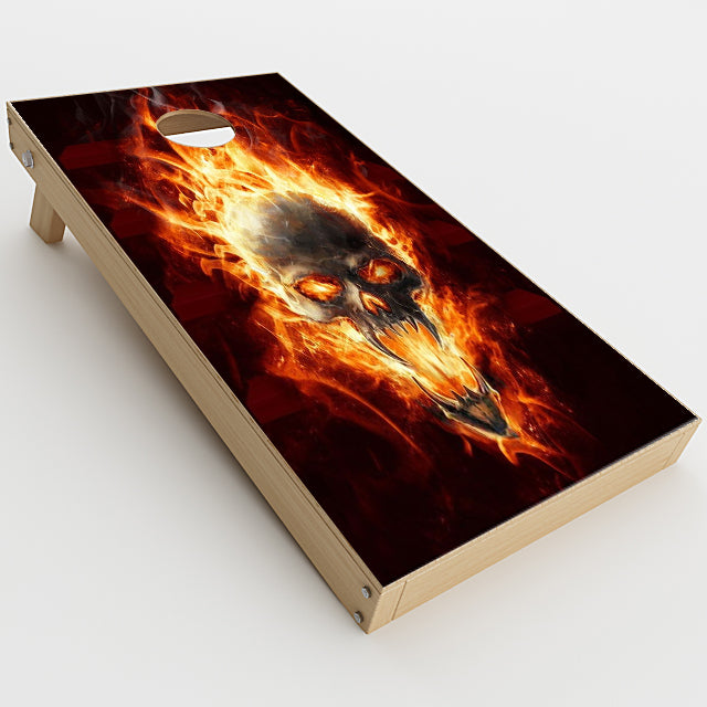  Fire Skull In Flames Cornhole Game Boards  Skin