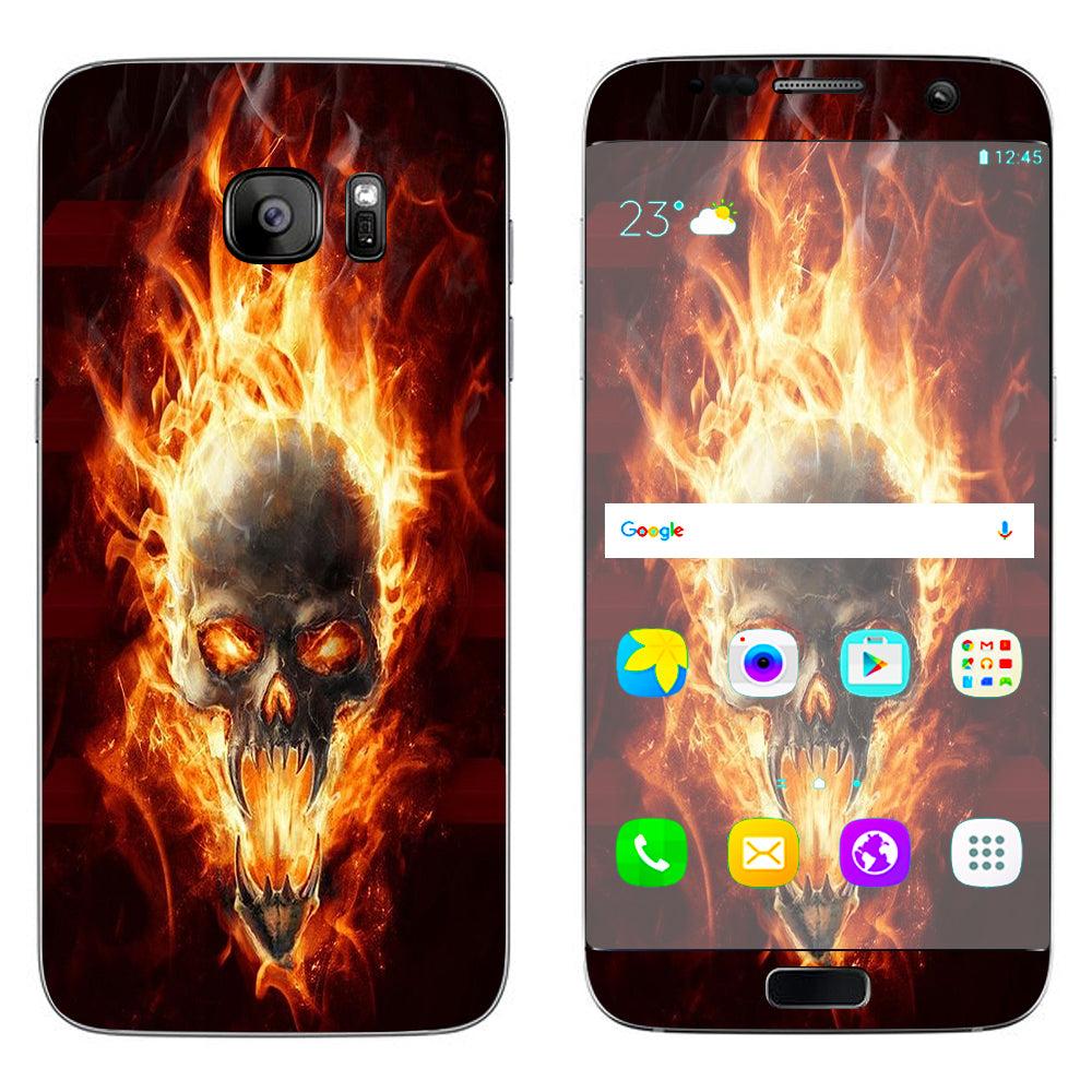  Fire Skull In Flames Samsung Galaxy S7 Edge Skin