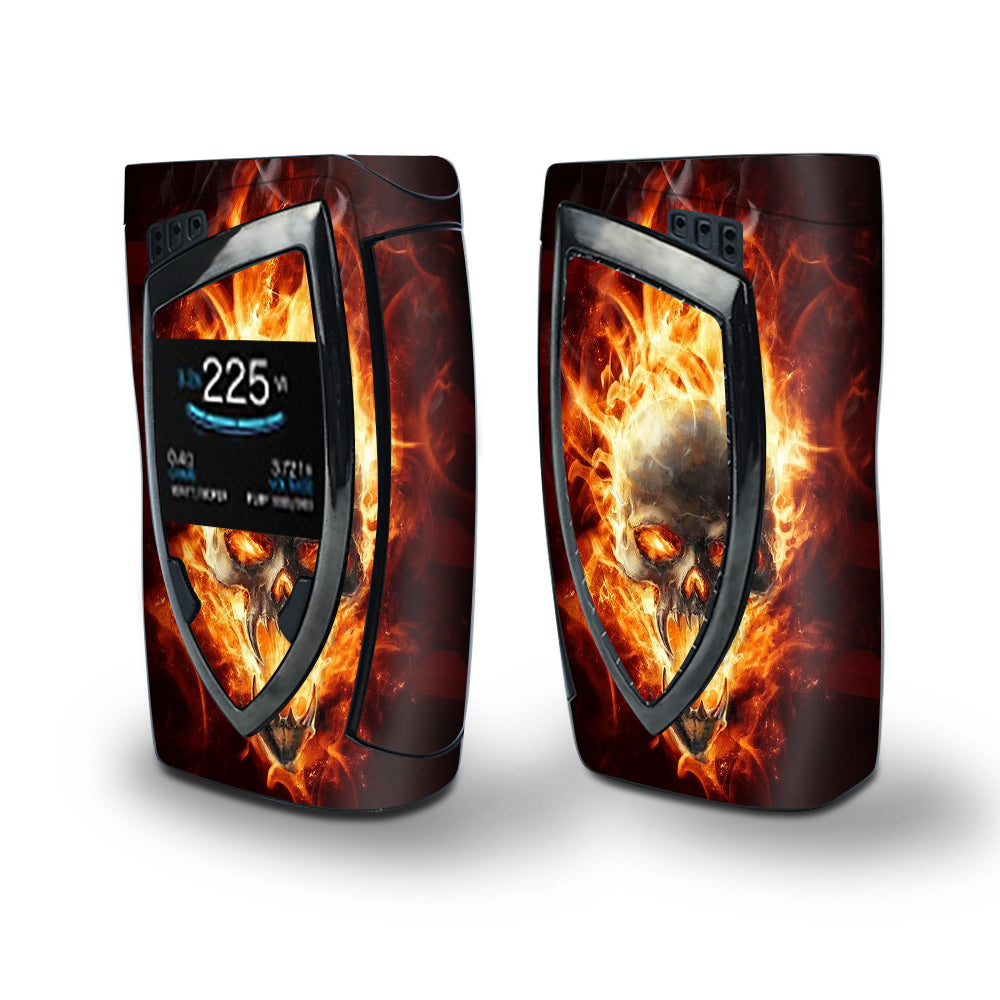 Skin Decal Vinyl Wrap for Smok Devilkin Kit 225w Vape (includes TFV12 Prince Tank Skins) skins cover/ Fire Skull in Flames