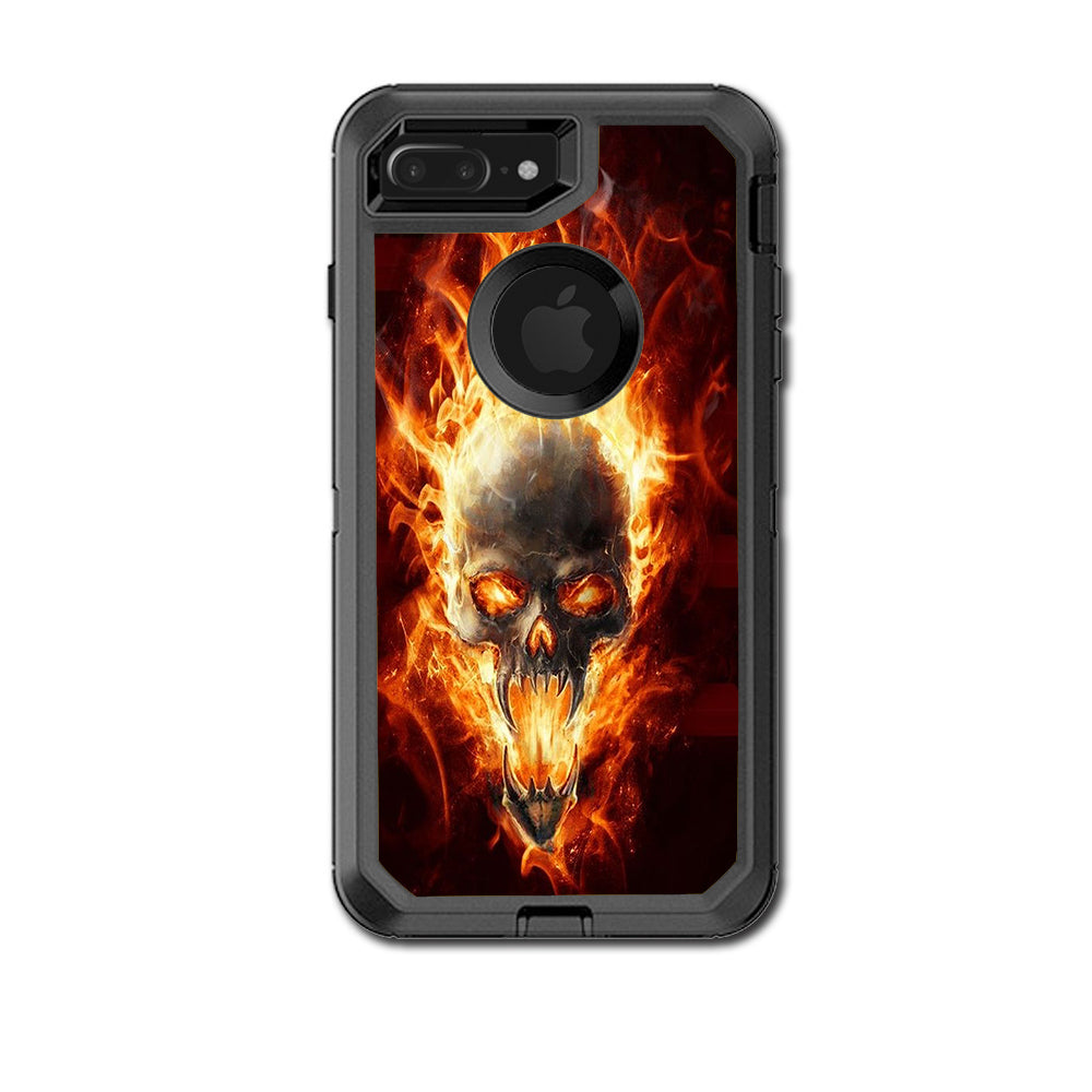  Fire Skull In Flames Otterbox Defender iPhone 7+ Plus or iPhone 8+ Plus Skin
