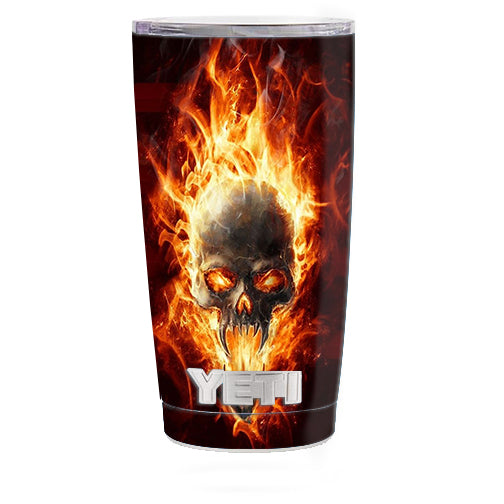  Fire Skull In Flames Yeti 20oz Rambler Tumbler Skin