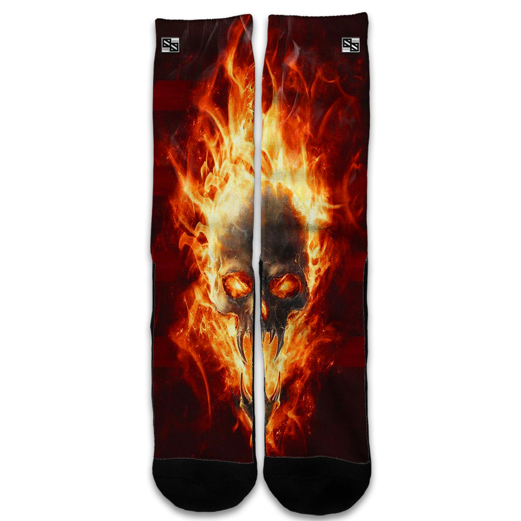  Fire Skull In Flames Universal Socks