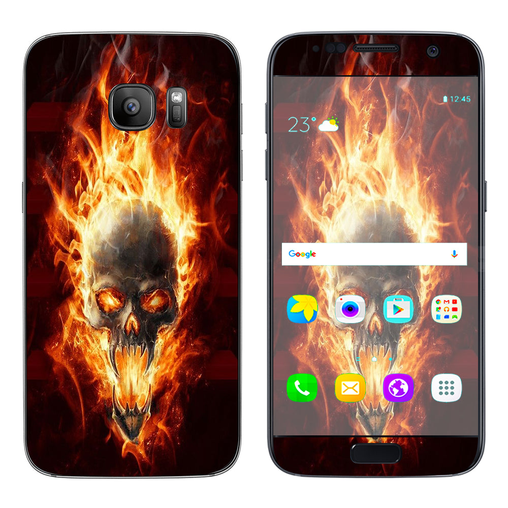  Fire Skull In Flames Samsung Galaxy S7 Skin
