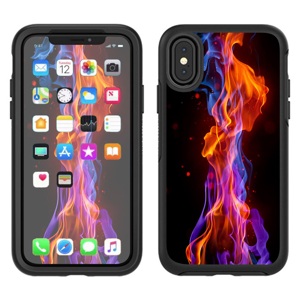  Neon Smoke Blue, Orange, Purple Otterbox Defender Apple iPhone X Skin