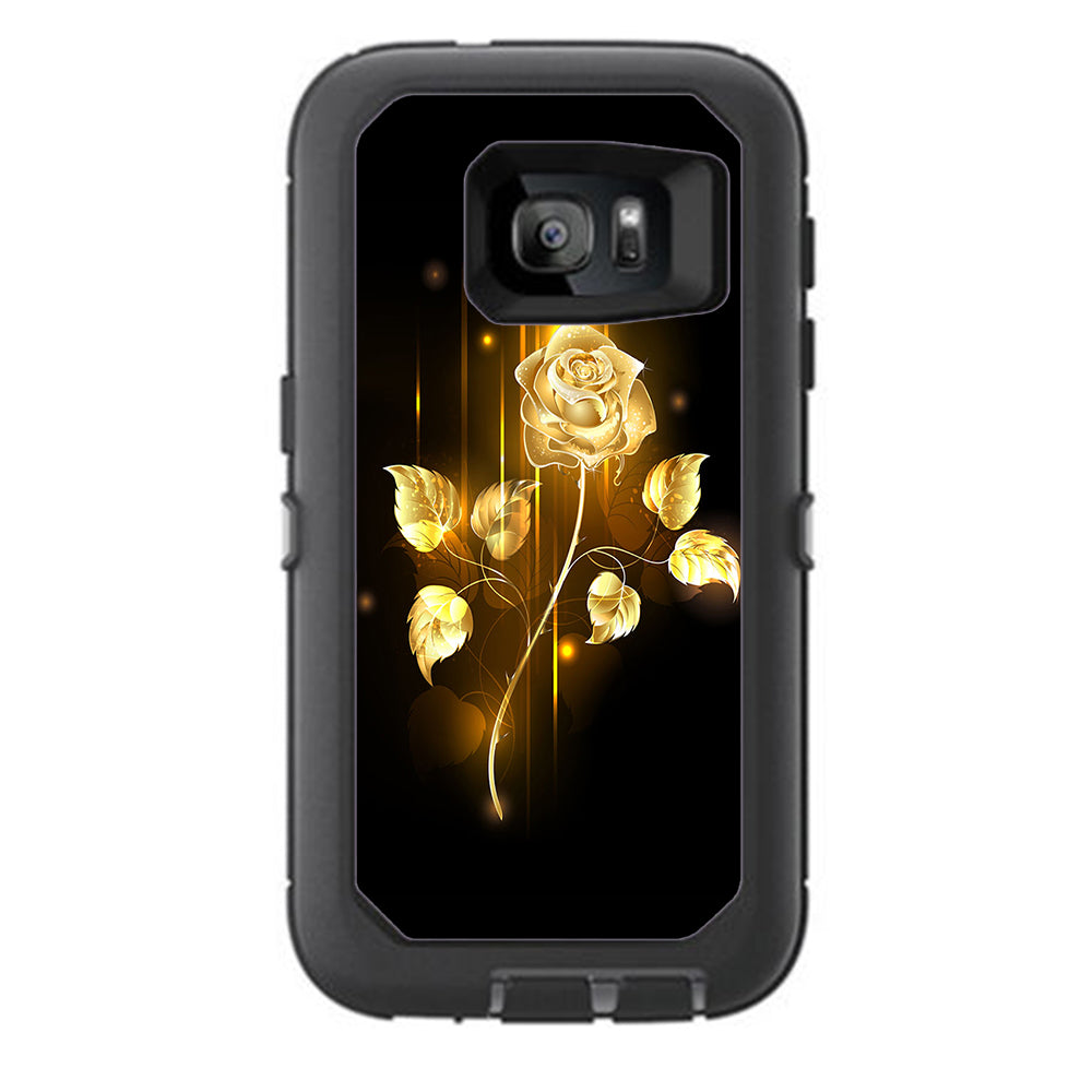  Gold Rose Glowing Otterbox Defender Samsung Galaxy S7 Skin