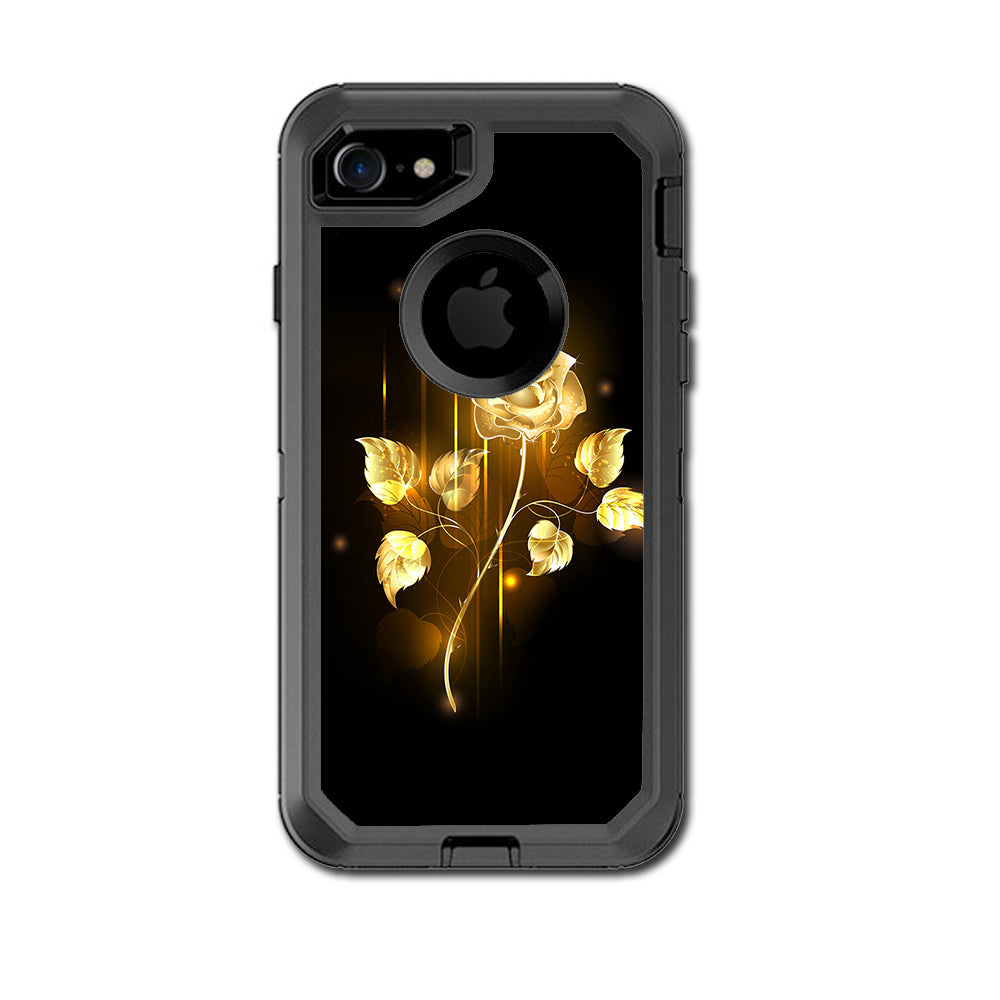 Gold Rose Glowing Otterbox Defender iPhone 7 or iPhone 8 Skin