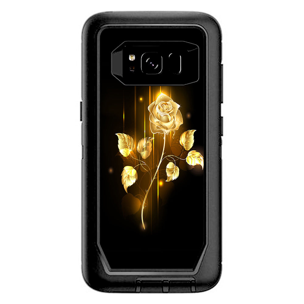  Gold Rose Glowing Otterbox Defender Samsung Galaxy S8 Skin
