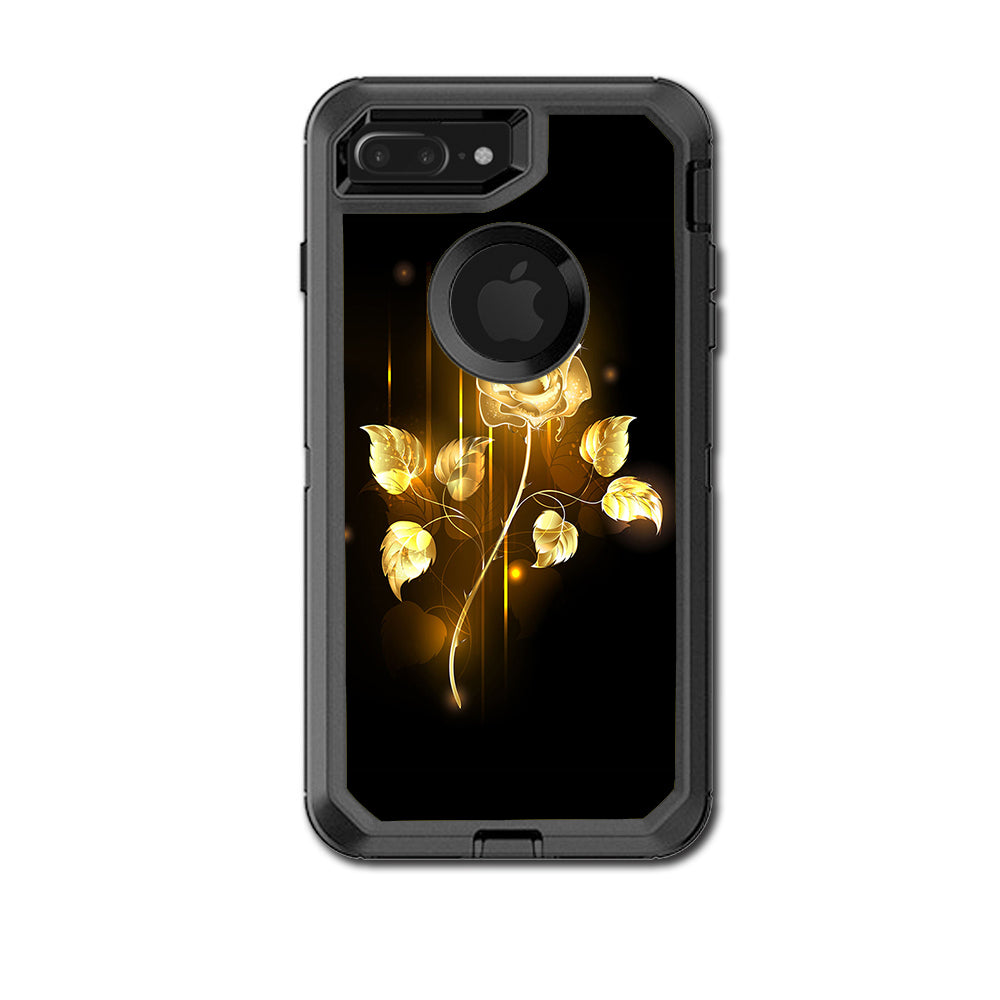  Gold Rose Glowing Otterbox Defender iPhone 7+ Plus or iPhone 8+ Plus Skin