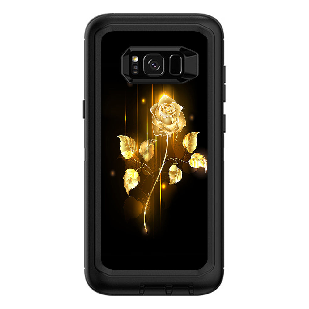  Gold Rose Glowing Otterbox Defender Samsung Galaxy S8 Plus Skin