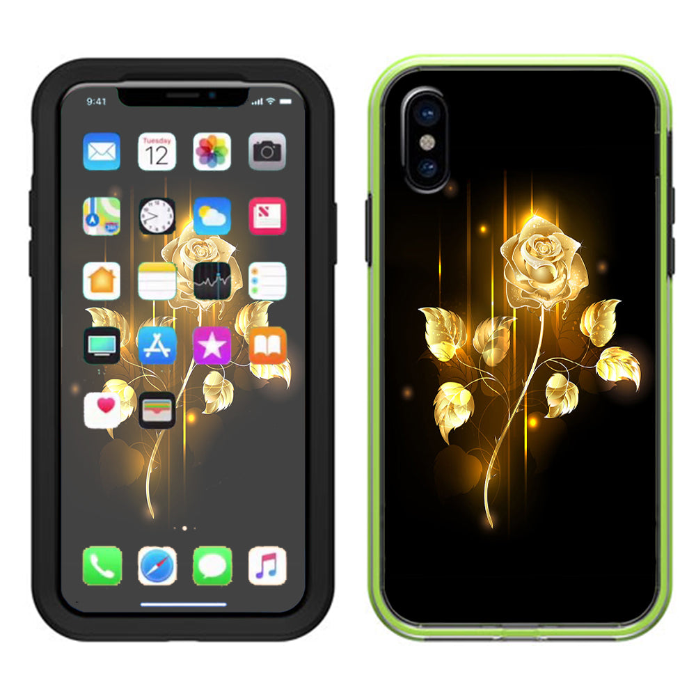 Gold Rose Glowing Lifeproof Slam Case iPhone X Skin