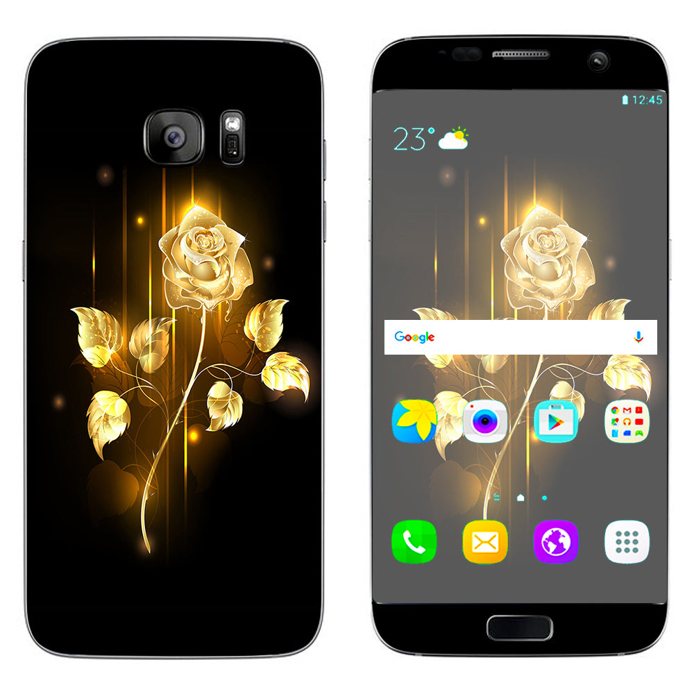  Gold Rose Glowing Samsung Galaxy S7 Edge Skin