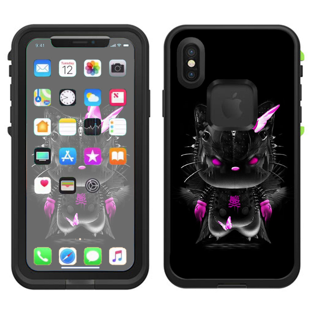  Cute Kitty In Black Lifeproof Fre Case iPhone X Skin