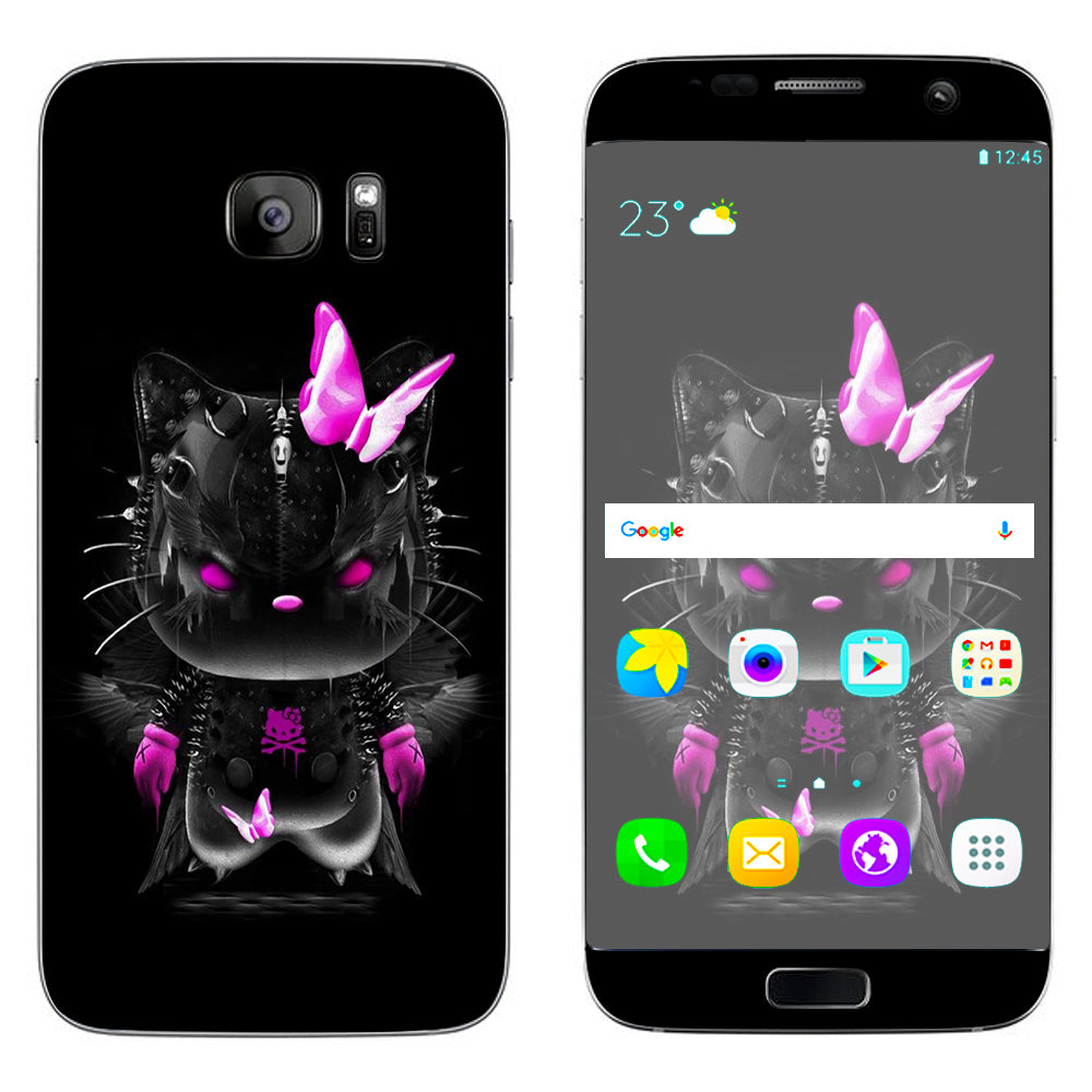  Cute Kitty In Black Samsung Galaxy S7 Edge Skin