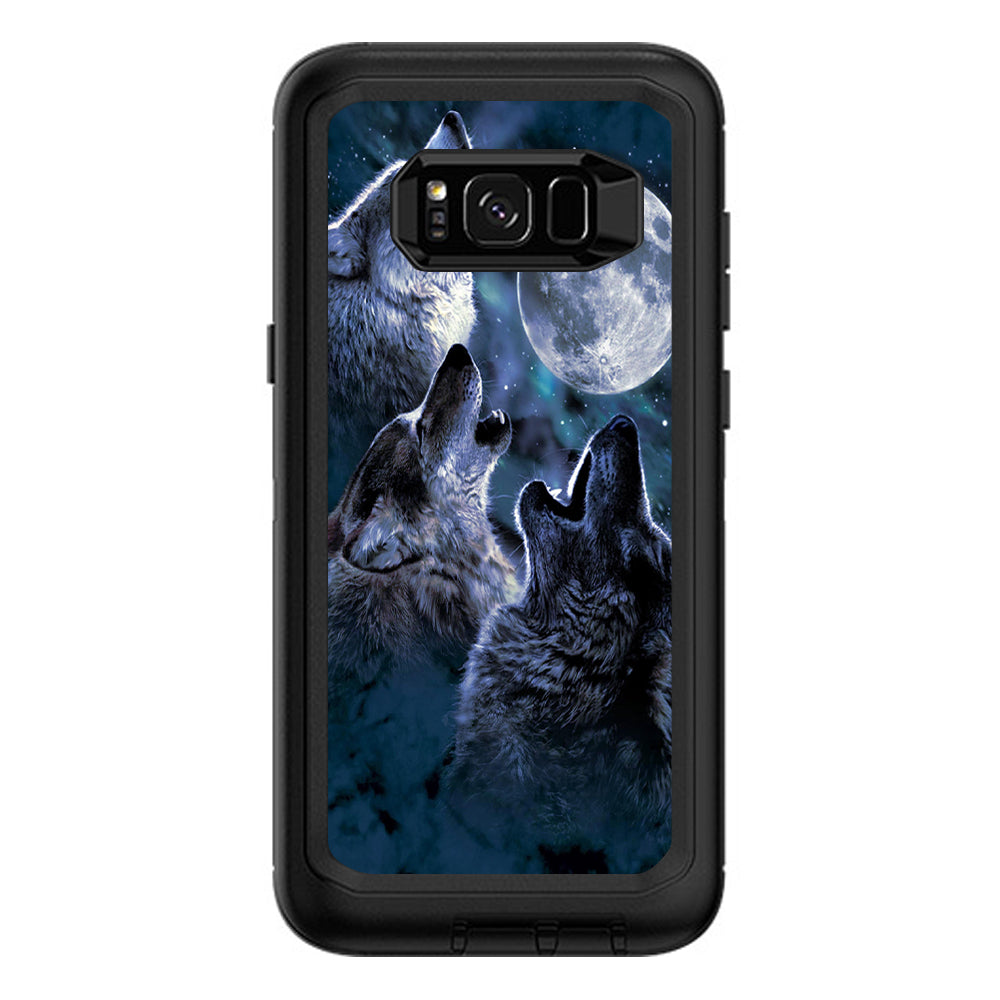  Howling Wolves At Moon Otterbox Defender Samsung Galaxy S8 Plus Skin