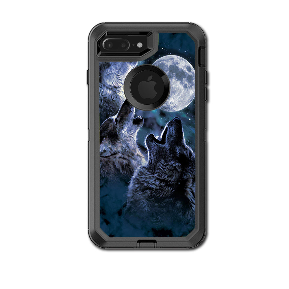  Howling Wolves At Moon Otterbox Defender iPhone 7+ Plus or iPhone 8+ Plus Skin