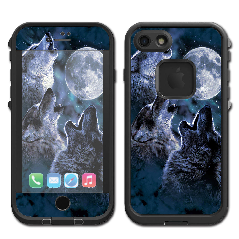  Howling Wolves At Moon Lifeproof Fre iPhone 7 or iPhone 8 Skin