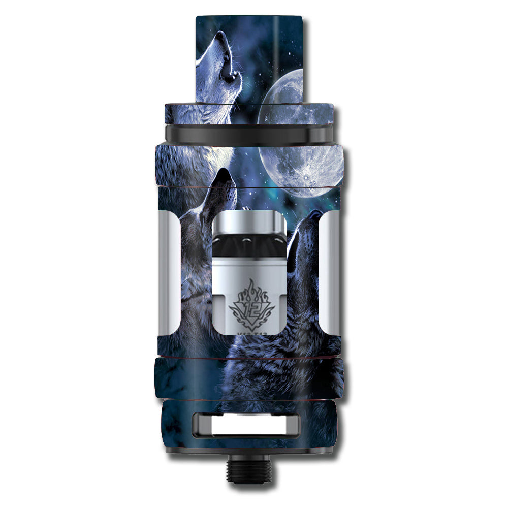  Howling Wolves At Moon Smok TFV12 Tank Skin