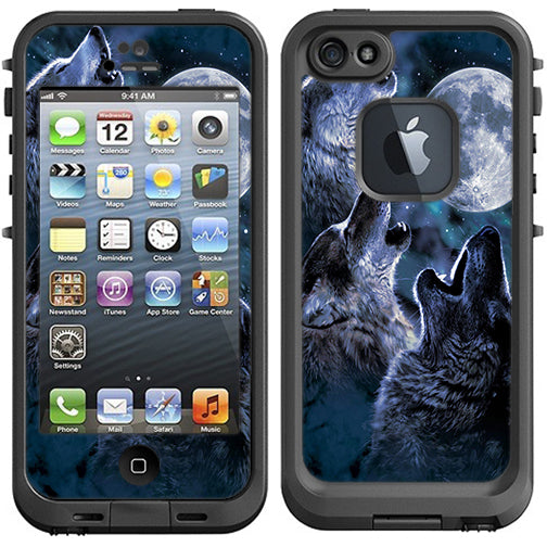  Howling Wolves At Moon Lifeproof Fre iPhone 5 Skin
