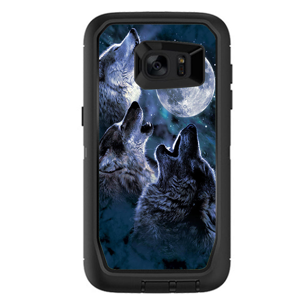  Howling Wolves At Moon Otterbox Defender Samsung Galaxy S7 Edge Skin