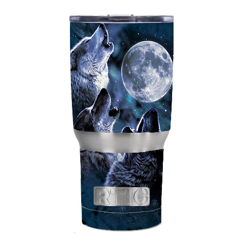  Howling Wolves At Moon RTIC 20oz Tumbler Skin