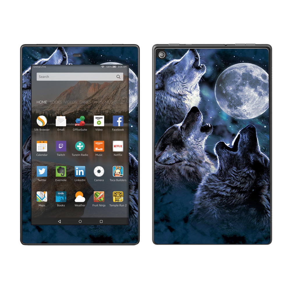  Howling Wolves At Moon Amazon Fire HD 8 Skin