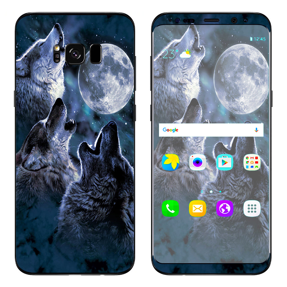  Howling Wolves At Moon Samsung Galaxy S8 Skin