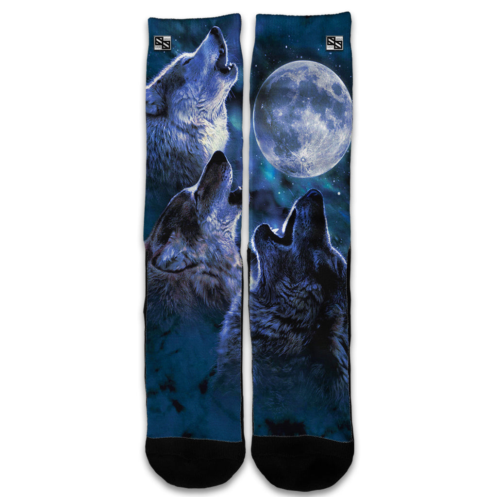  Howling Wolves At Moon Universal Socks