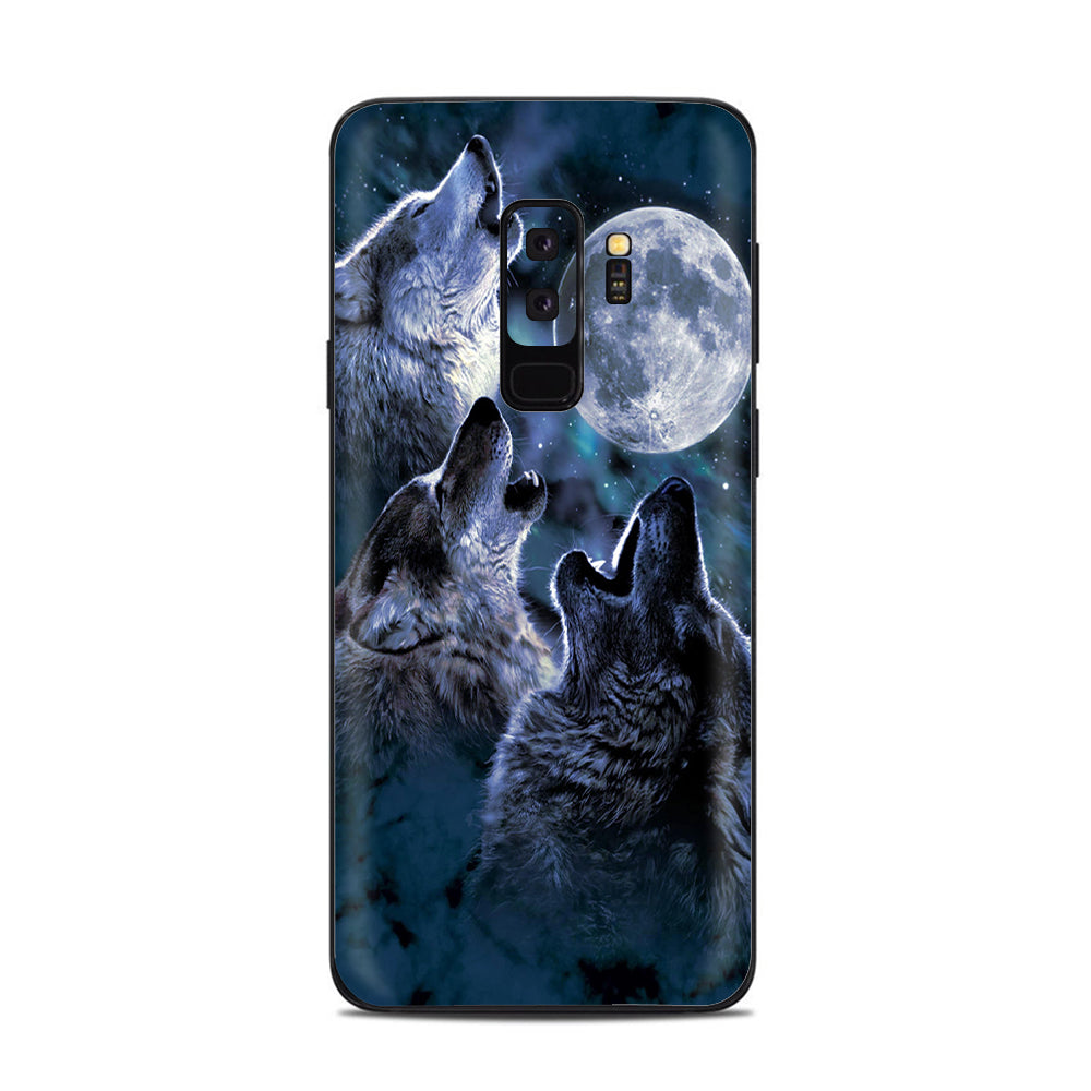 Howling Wolves At Moon Samsung Galaxy S9 Plus Skin