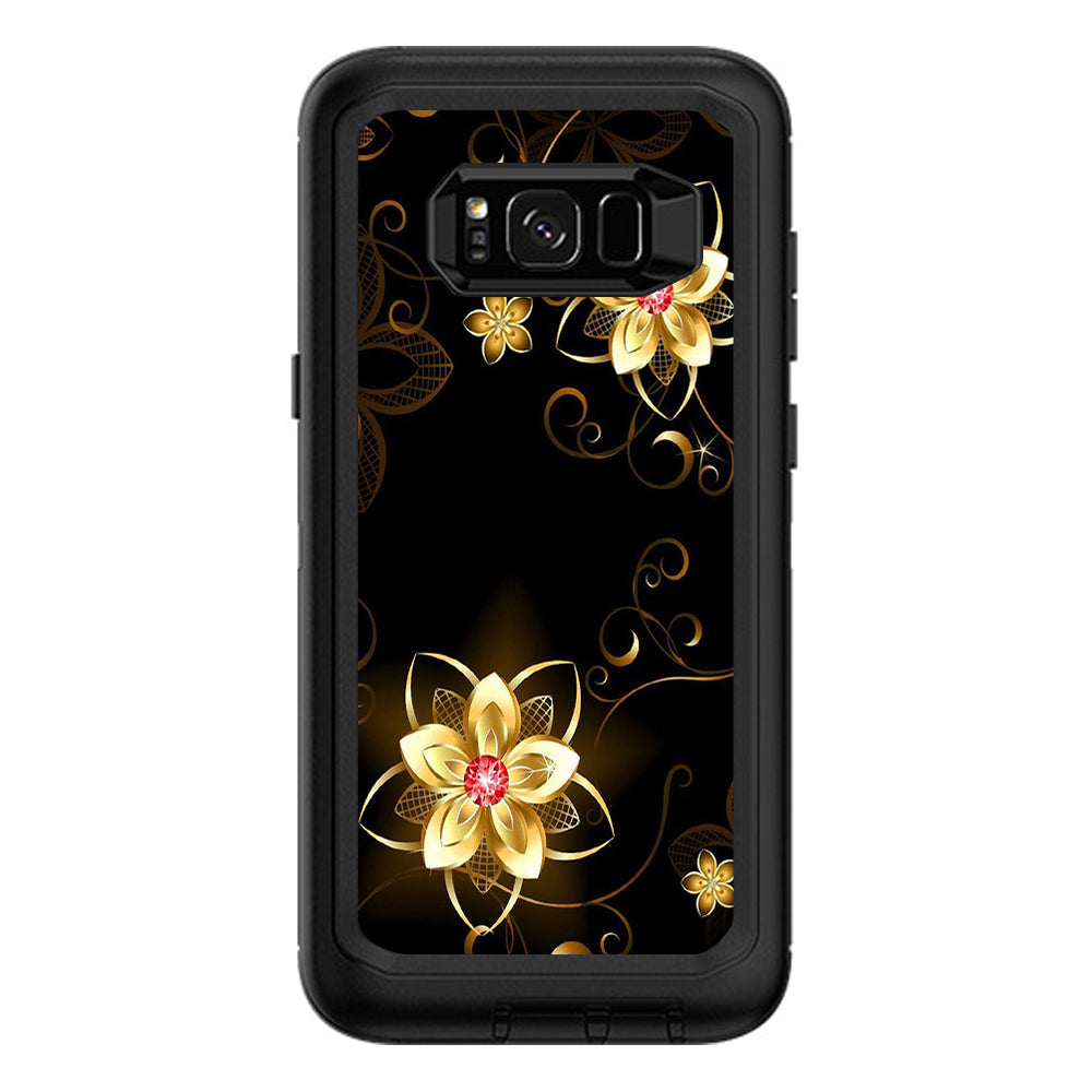  Glowing Flowers Abstract Otterbox Defender Samsung Galaxy S8 Plus Skin