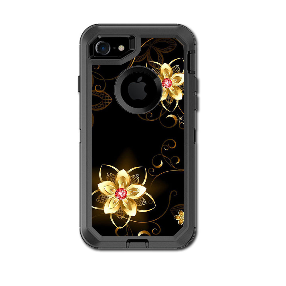  Glowing Flowers Abstract Otterbox Defender iPhone 7 or iPhone 8 Skin