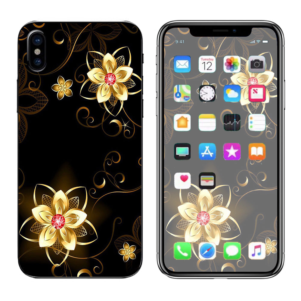  Glowing Flowers Abstract Apple iPhone X Skin