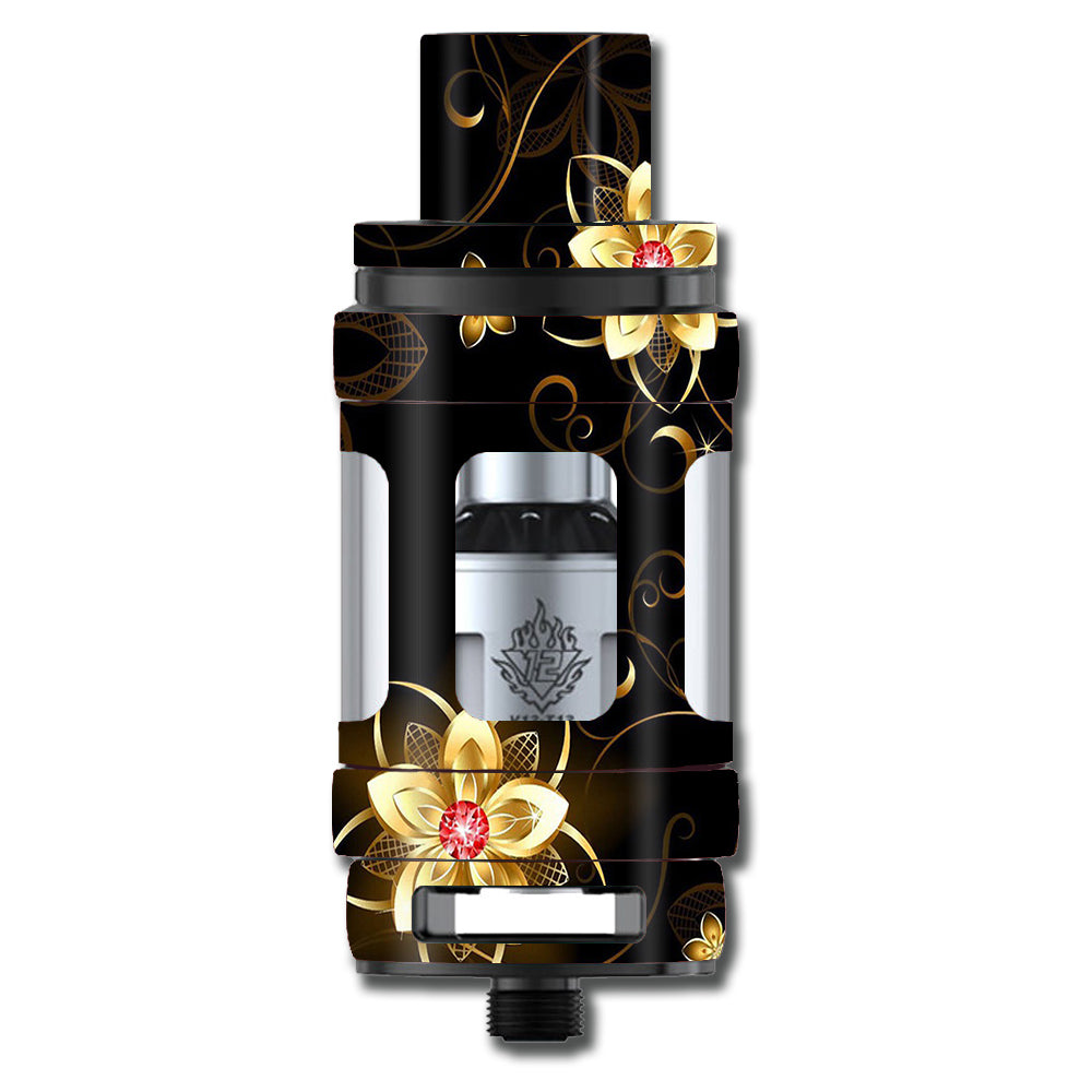  Glowing Flowers Abstract Smok TFV12 Tank Skin