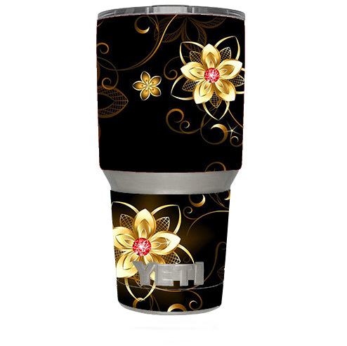  Glowing Flowers Abstract Yeti 30oz Rambler Tumbler Skin