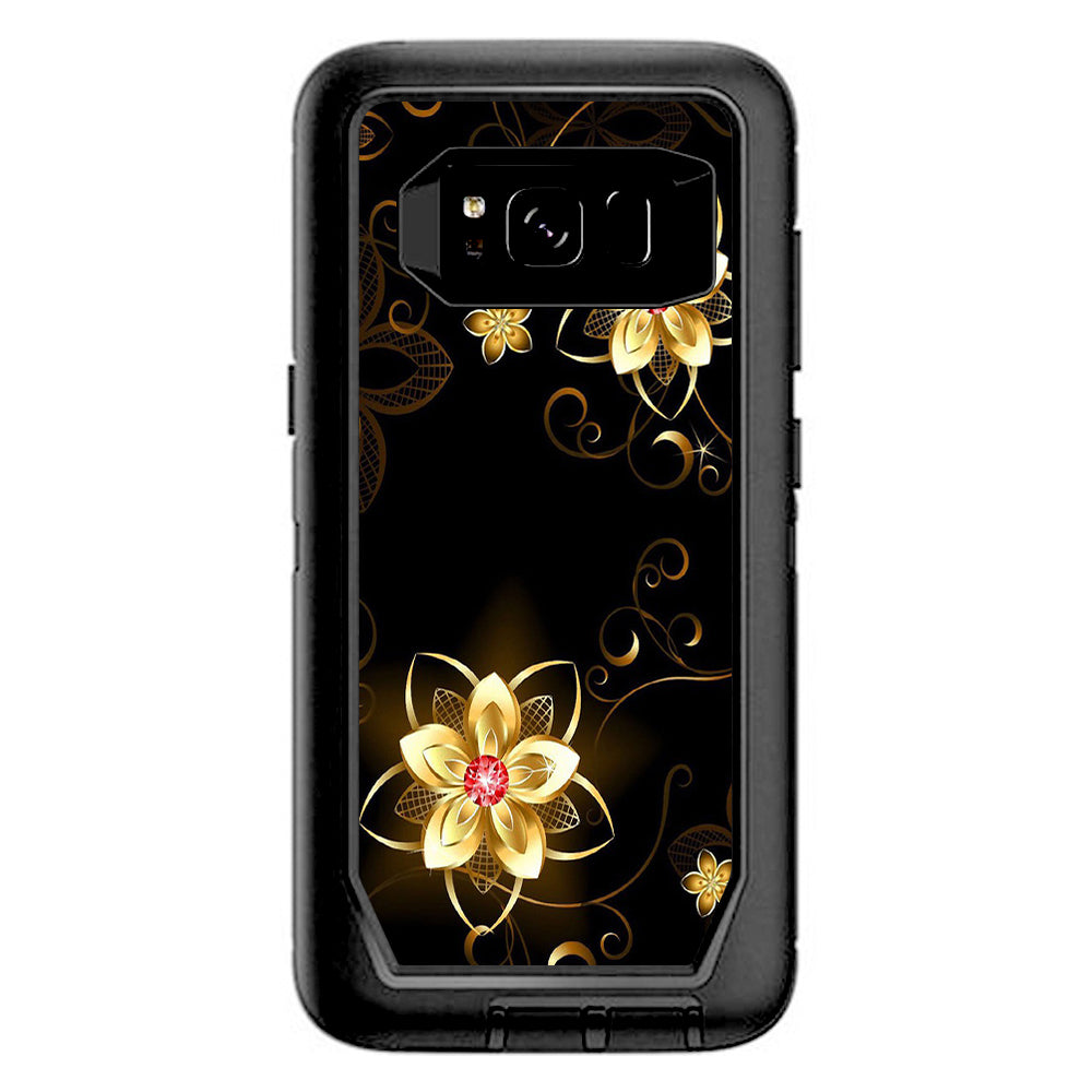  Glowing Flowers Abstract Otterbox Defender Samsung Galaxy S8 Skin