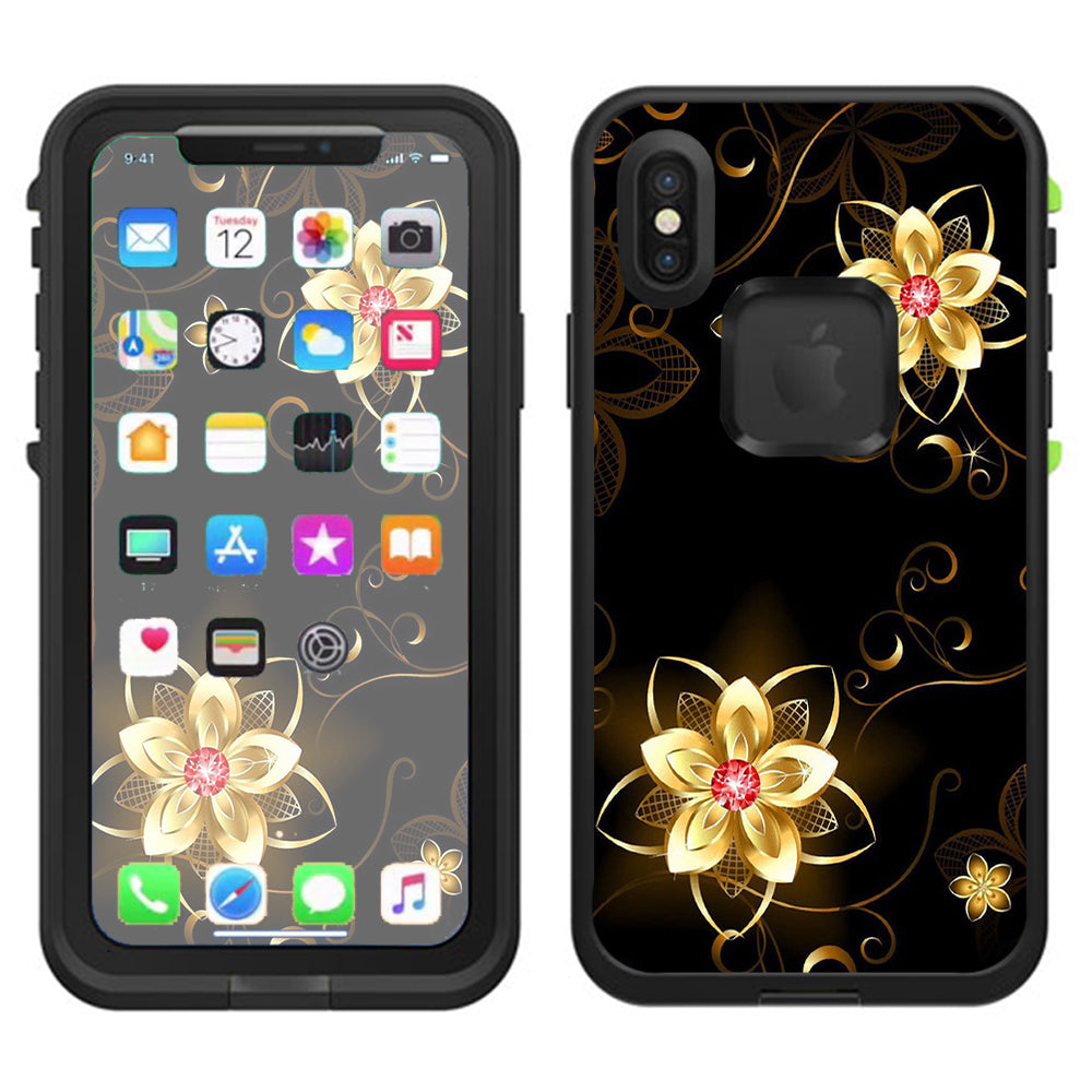  Glowing Flowers Abstract Lifeproof Fre Case iPhone X Skin
