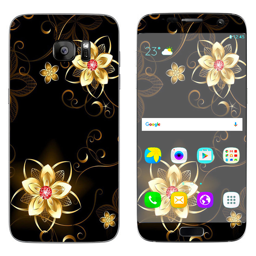  Glowing Flowers Abstract Samsung Galaxy S7 Edge Skin