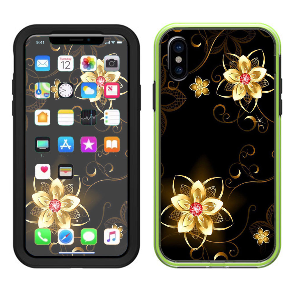  Glowing Flowers Abstract Lifeproof Slam Case iPhone X Skin