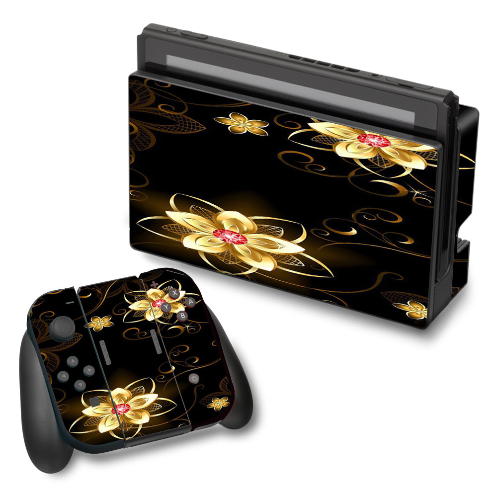  Glowing Flowers Abstract Nintendo Switch Skin
