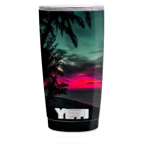  Ocean Sunset Pink Sky Yeti 20oz Rambler Tumbler Skin