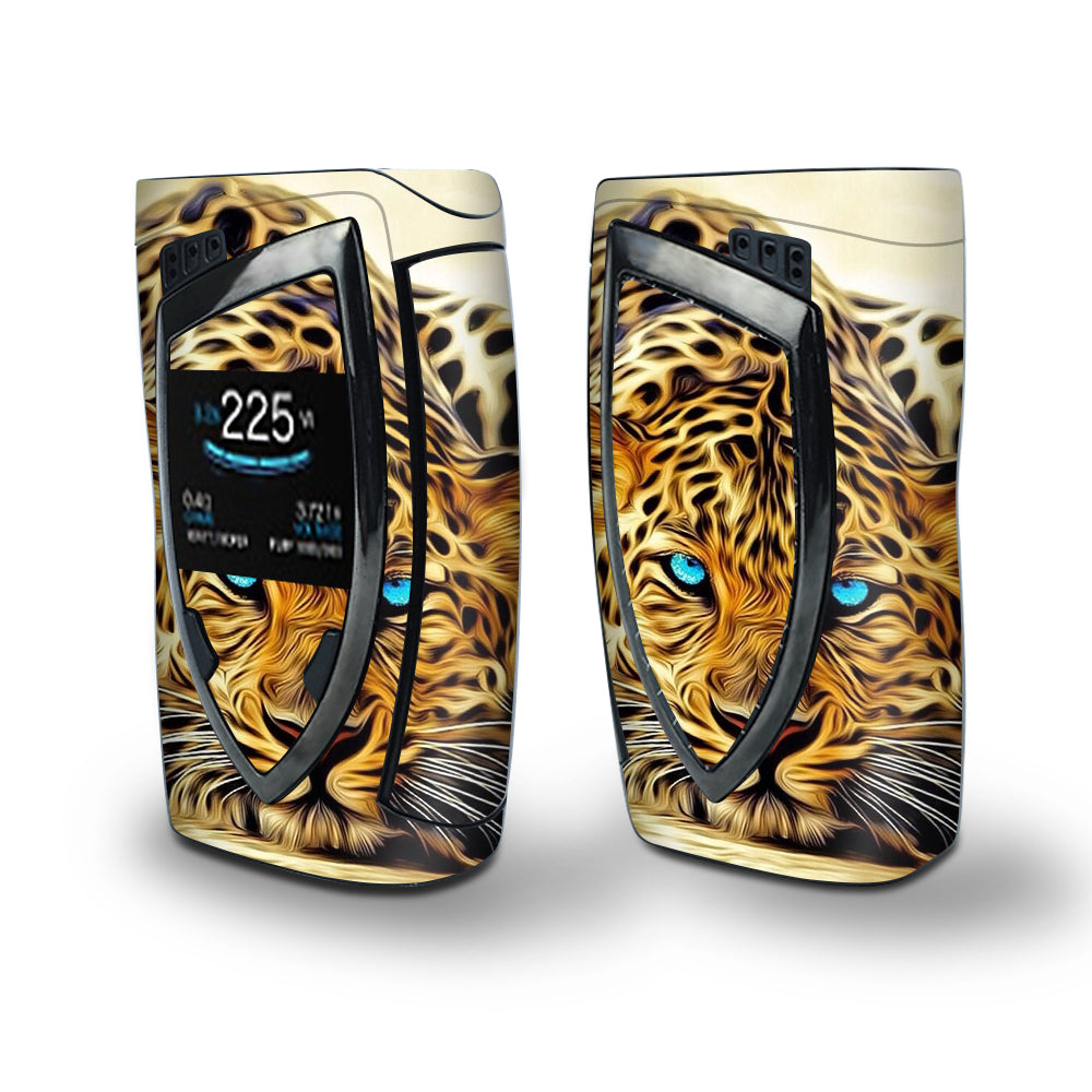 Skin Decal Vinyl Wrap for Smok Devilkin Kit 225w Vape (includes TFV12 Prince Tank Skins) skins cover/ Leopard with Blue Eyes