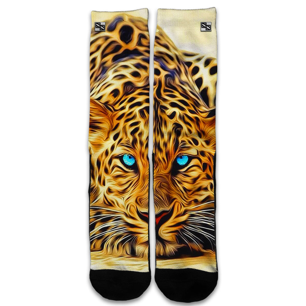  Leopard With Blue Eyes Universal Socks