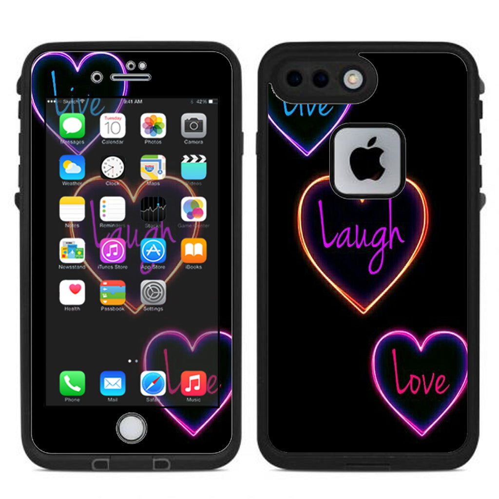  Neon Hearts, Live,Love,Life Lifeproof Fre iPhone 7 Plus or iPhone 8 Plus Skin
