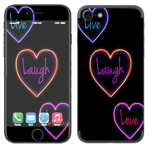  Neon Hearts, Live,Love,Life Apple iPhone 7 or iPhone 8 Skin