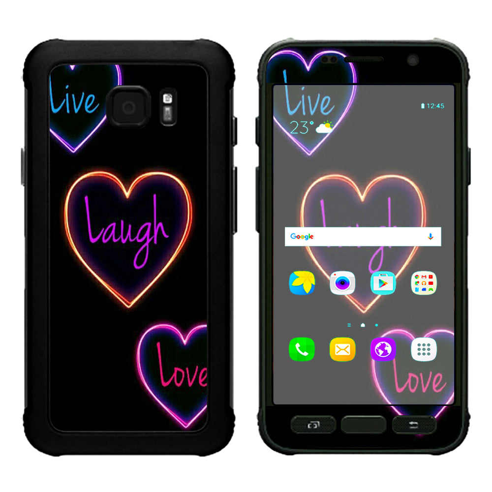 Neon Hearts, Live,Love,Life Samsung Galaxy S7 Active Skin