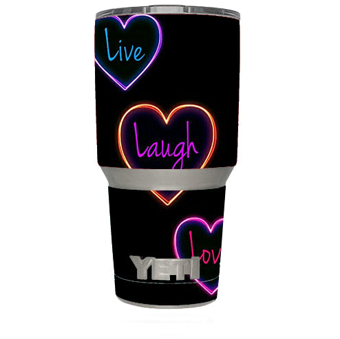  Neon Hearts, Live,Love,Life Yeti 30oz Rambler Tumbler Skin